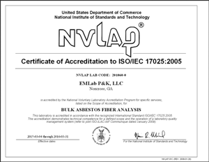 View EMLab P&K's Atlanta NVLAP Accreditation Certificate